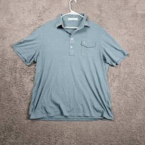 CRIQUET Mens XXL Blue Organic Cotton Short Sleeve‎ Polo Shirt Pocket